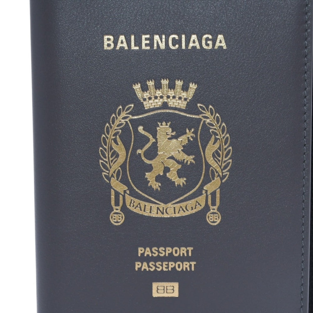 極美品 BALENCIAGA バレンシアガ PASSPORT CASE パスポートケース グレー ゴールド ブラック 787742 中古 4a002436