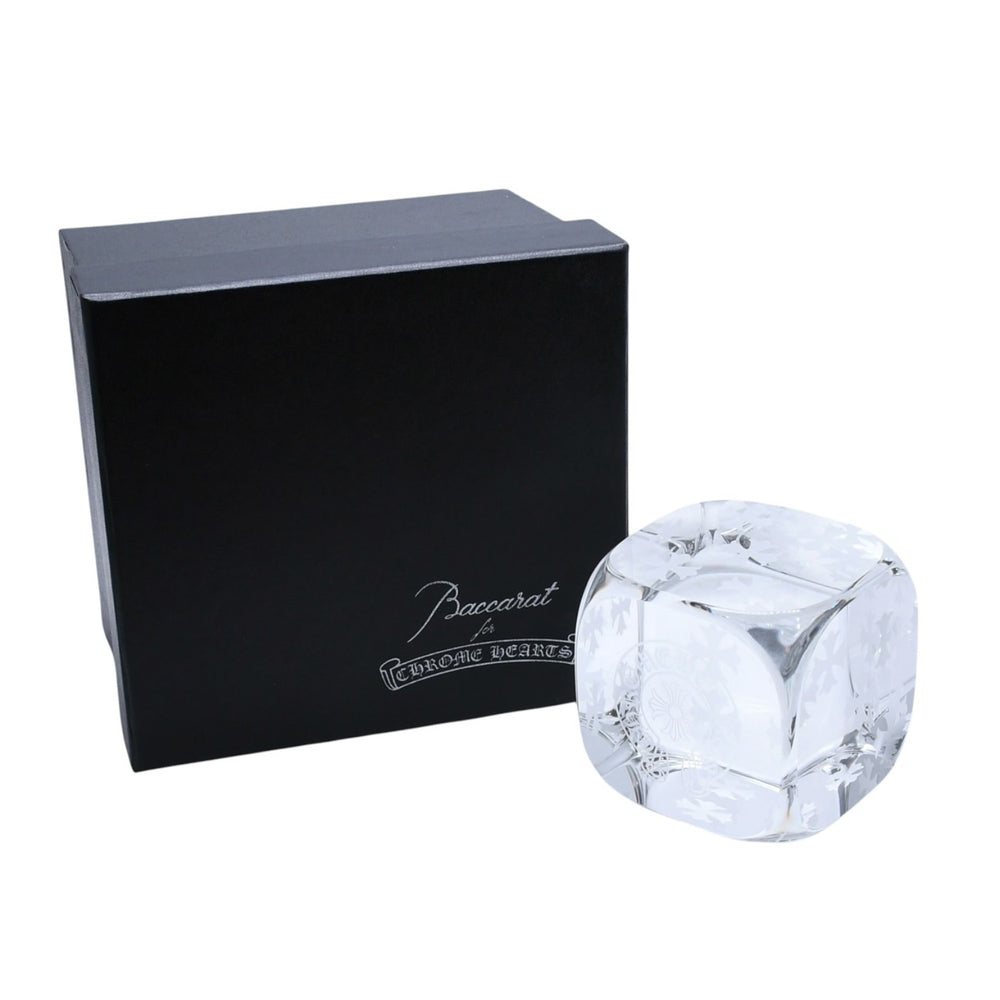 New and unused CHROME HEARTS × BACCARAT Baccarat Crystal Dice Paperweight Object CH Plus Horseshoe Used 4a002435
