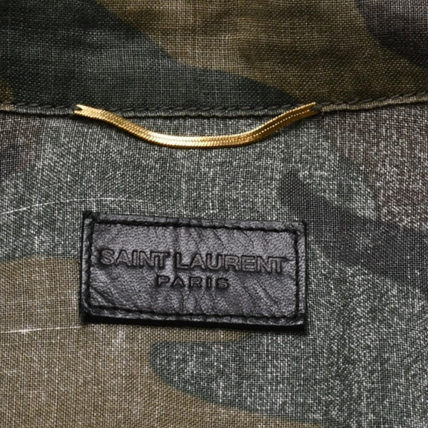 極美品 SAINT LAURENT PARIS サン ローラン パリ 長袖シャツ 421287 サイズXS カモフラ ミリタリー エポレット エディ期 中古 4a002649