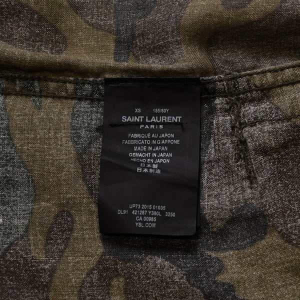 極美品 SAINT LAURENT PARIS サン ローラン パリ 長袖シャツ 421287 サイズXS カモフラ ミリタリー エポレット エディ期 中古 4a002649