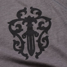 Load image into Gallery viewer, CHROME HEARTS クロムハーツ ヘンリーネック 7部袖Tシャツ サイズL ヴァインダガー セメタリークロス サンドグレー 美品 中古 4a002860