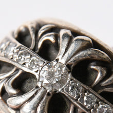 Load image into Gallery viewer, CHROME HEARTS クロムハーツ FLRL CRS P DMND オールド フローラルクロスリング 重量約15.5g サイズ14号 パヴェダイヤ 純正 美品 中古 4b013089