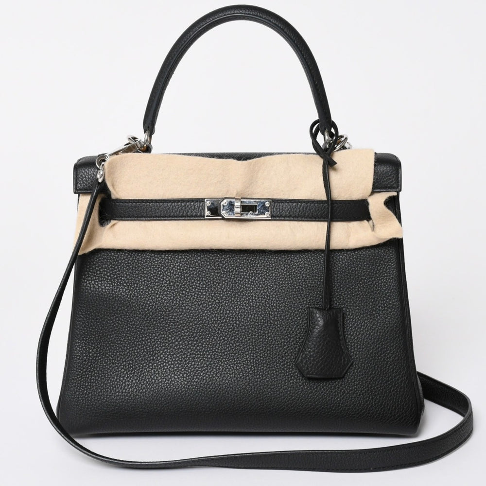 極美品 HERMES エルメス KELLY ケリー 25 2WAY ハンドバッグ 内縫い トゴ ブラック シルバー金具 D刻印 中古 4a001977