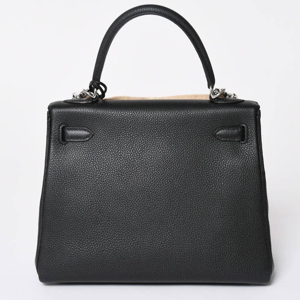 極美品 HERMES エルメス KELLY ケリー 25 2WAY ハンドバッグ 内縫い トゴ ブラック シルバー金具 D刻印 中古 4a001977