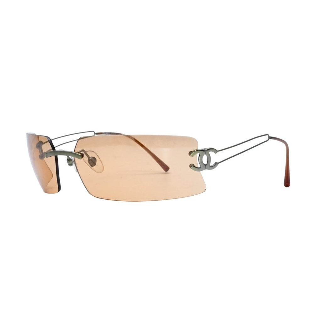 極美品 CHANEL シャネル サングラス Sunglasses リムレス ブラウンレンズ サイドココマーク 中古 4a002450