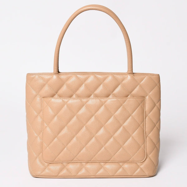 極美品 CHANEL シャネル 復刻トート 10番台 ハンドバッグ ココマーク キャビアスキン ベージュ ゴールド金具 10896470 中古 4a001989