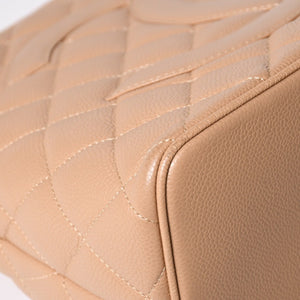 極美品 CHANEL シャネル 復刻トート 10番台 ハンドバッグ ココマーク キャビアスキン ベージュ ゴールド金具 10896470 中古 4a001989