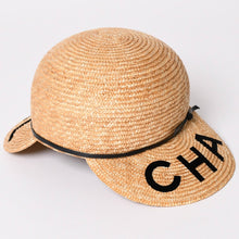 Load image into Gallery viewer, 極美品 CHANEL シャネル ストローハット 麦わら帽子 AA0408 サイズS ロゴパッチ ココマーク ストロー レザー ベージュ 中古 4a002453