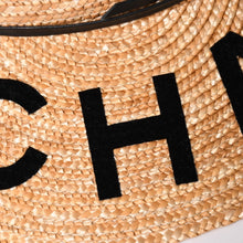 Load image into Gallery viewer, 極美品 CHANEL シャネル ストローハット 麦わら帽子 AA0408 サイズS ロゴパッチ ココマーク ストロー レザー ベージュ 中古 4a002453