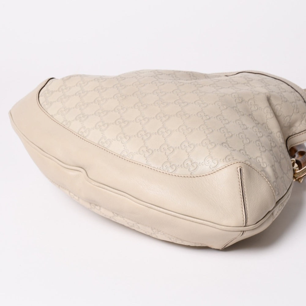 GUCCI Gucci GG Canvas Bamboo Handbag Beige White Shoulder Strap 169961 Gold Hardware Good Condition Used 4a002050