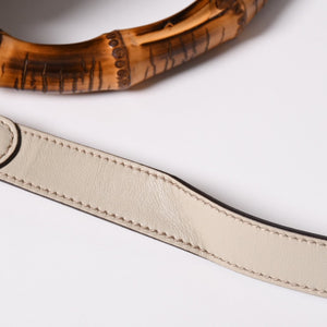 GUCCI グッチ GGキャンバス バンブー ハンドバッグ ベージュ ホワイト ショルダーストラップ 169961 ゴールド金具 美品 中古 4a002050