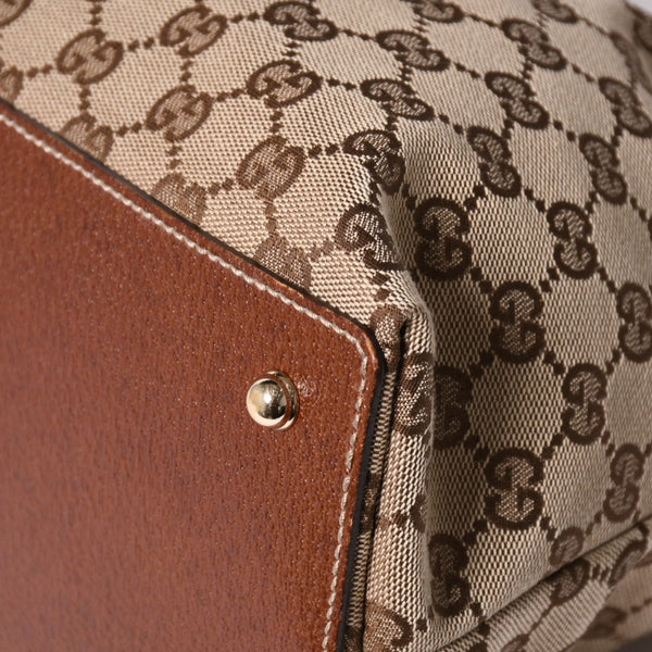 極美品 GUCCI グッチ GGキャンバス バンブー 137395 ハンドバッグ トートバッグ ブラウン 中古 4a001128