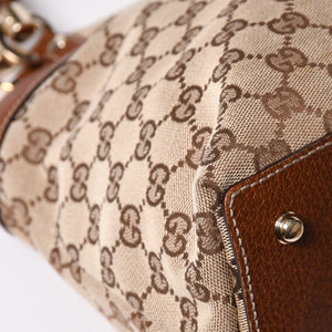 極美品 GUCCI グッチ GGキャンバス バンブー 137395 ハンドバッグ トートバッグ ブラウン 中古 4a001128