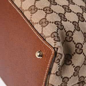 極美品 GUCCI グッチ GGキャンバス バンブー 137395 ハンドバッグ トートバッグ ブラウン 中古 4a001128