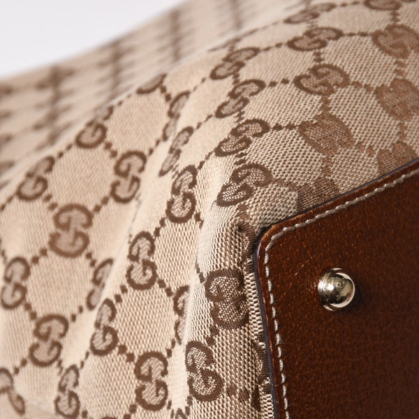 極美品 GUCCI グッチ GGキャンバス バンブー 137395 ハンドバッグ トートバッグ ブラウン 中古 4a001128
