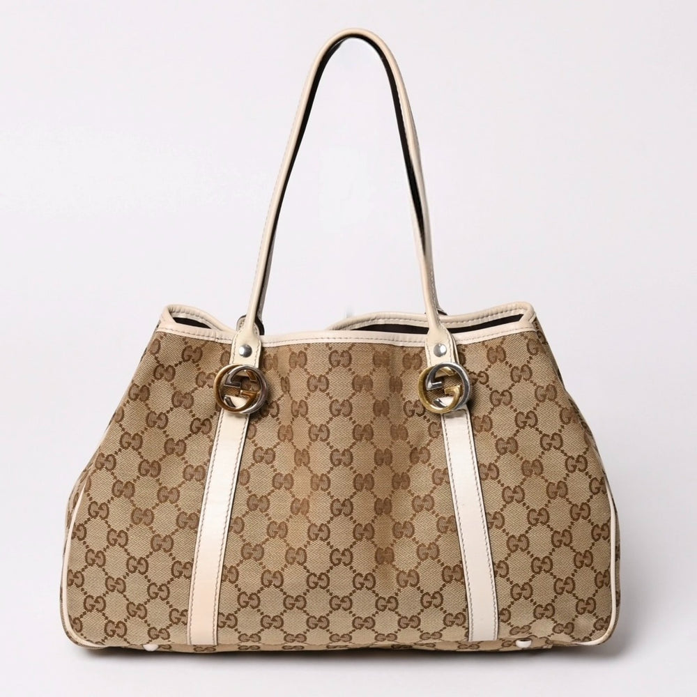 GUCCI グッチ GGツインズ GGキャンバス トートバッグ ショルダーバッグ 肩掛け レザー ベージュ アイボリー 232957 4a002944