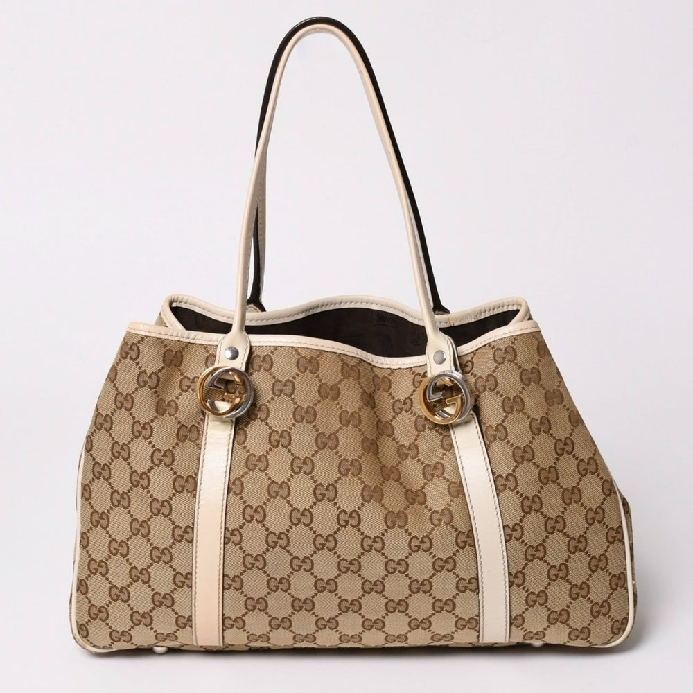 GUCCI グッチ GGツインズ GGキャンバス トートバッグ ショルダーバッグ 肩掛け レザー ベージュ アイボリー 232957 4a002944