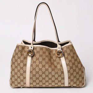 GUCCI グッチ GGツインズ GGキャンバス トートバッグ ショルダーバッグ 肩掛け レザー ベージュ アイボリー 232957 4a002944