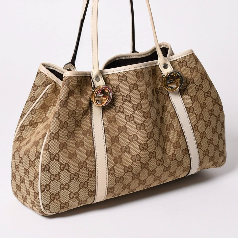 GUCCI グッチ GGツインズ GGキャンバス トートバッグ ショルダーバッグ 肩掛け レザー ベージュ アイボリー 232957 4a002944