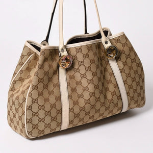 GUCCI グッチ GGツインズ GGキャンバス トートバッグ ショルダーバッグ 肩掛け レザー ベージュ アイボリー 232957 4a002944
