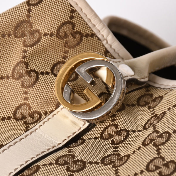 GUCCI グッチ GGツインズ GGキャンバス トートバッグ ショルダーバッグ 肩掛け レザー ベージュ アイボリー 232957 4a002944