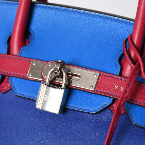 SPO 極美品 HERMES エルメス バーキン30 ハンドバッグ スイフト パープル ブルー レッド シルバー金具 ◻︎R印 中古 4a002466