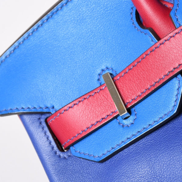 SPO 極美品 HERMES エルメス バーキン30 ハンドバッグ スイフト パープル ブルー レッド シルバー金具 ◻︎R印 中古 4a002466