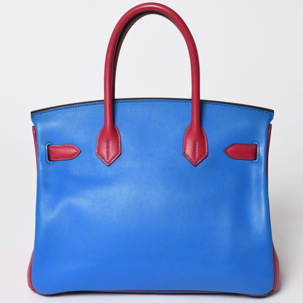 SPO 極美品 HERMES エルメス バーキン30 ハンドバッグ スイフト パープル ブルー レッド シルバー金具 ◻︎R印 中古 4a002466
