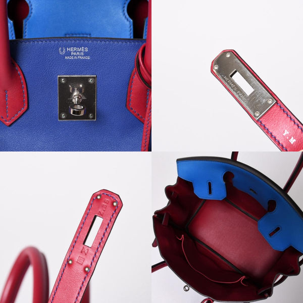 SPO 極美品 HERMES エルメス バーキン30 ハンドバッグ スイフト パープル ブルー レッド シルバー金具 ◻︎R印 中古 4a002466