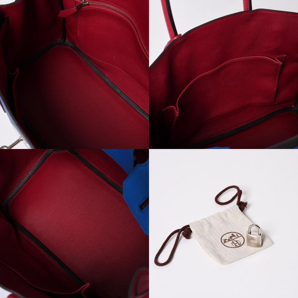 SPO 極美品 HERMES エルメス バーキン30 ハンドバッグ スイフト パープル ブルー レッド シルバー金具 ◻︎R印 中古 4a002466