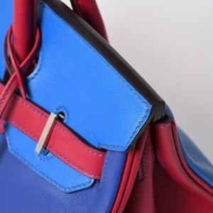 SPO 極美品 HERMES エルメス バーキン30 ハンドバッグ スイフト パープル ブルー レッド シルバー金具 ◻︎R印 中古 4a002466