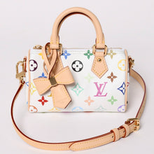 画像をギャラリービューアに読み込む, 新品同様 LOUIS VUITTON ルイヴィトン ナノ スピーディ ハンドバッグ M13391 モノグラム マルチカラー ホワイト 村上隆 中古 4a002520