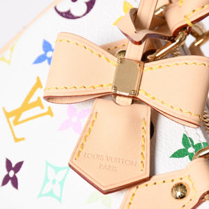 新品同様 LOUIS VUITTON ルイヴィトン ナノ スピーディ ハンドバッグ M13391 モノグラム マルチカラー ホワイト 村上隆 中古 4a002520