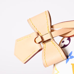 新品同様 LOUIS VUITTON ルイヴィトン ナノ スピーディ ハンドバッグ M13391 モノグラム マルチカラー ホワイト 村上隆 中古 4a002520
