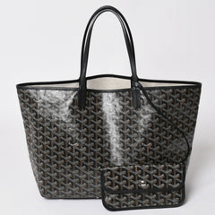 極美品 GOYARD ゴヤール サンルイPM ゴヤールディンキャンバス カーフ ブラック シルバー金具 フランス製 中古 4a002742