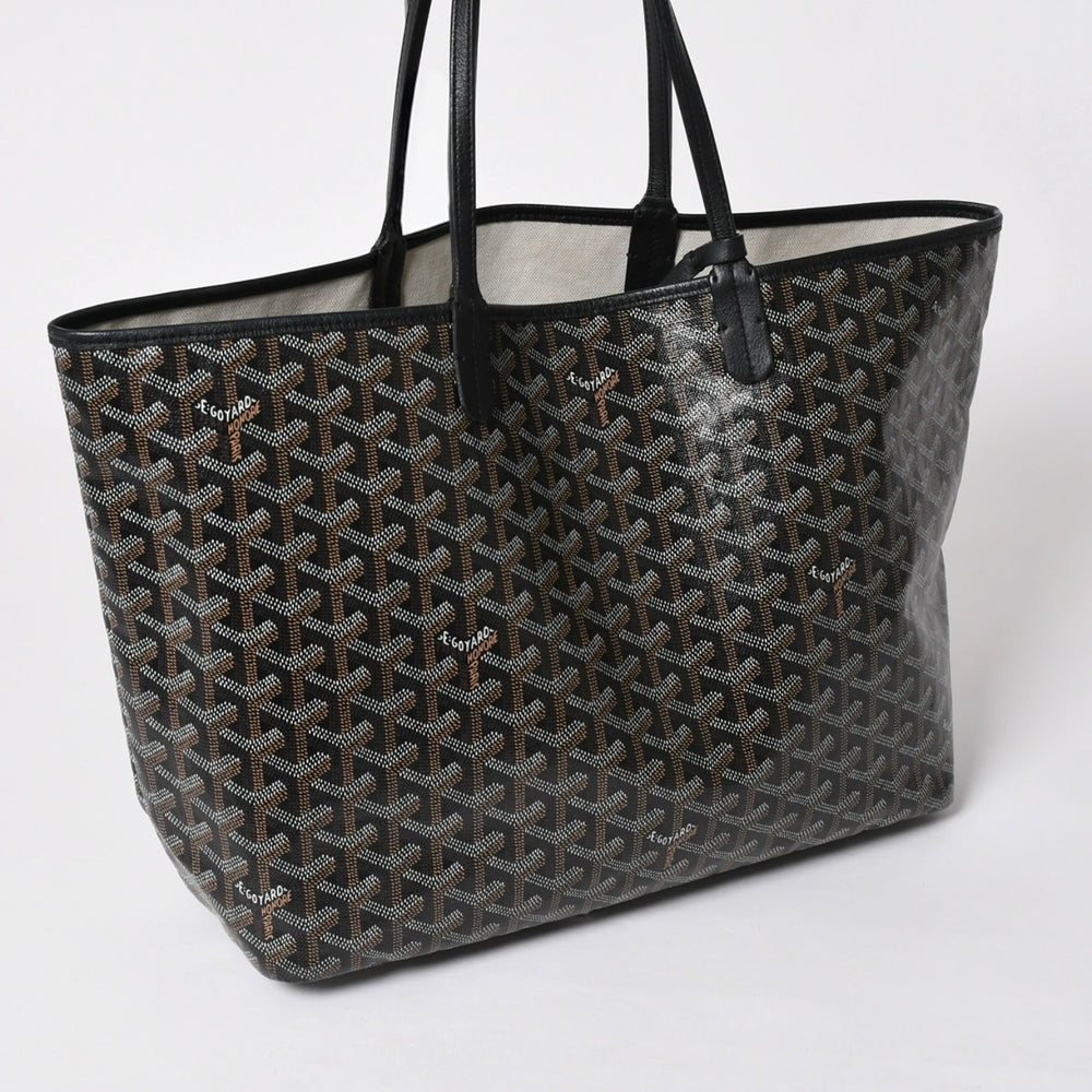 Very good condition GOYARD Saint Louis PM Goyardin Canvas Calf Black Silver Hardware Made in France Used 4a002742