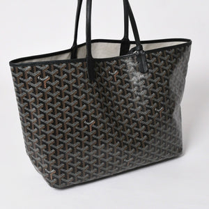 極美品 GOYARD ゴヤール サンルイPM ゴヤールディンキャンバス カーフ ブラック シルバー金具 フランス製 中古 4a002742