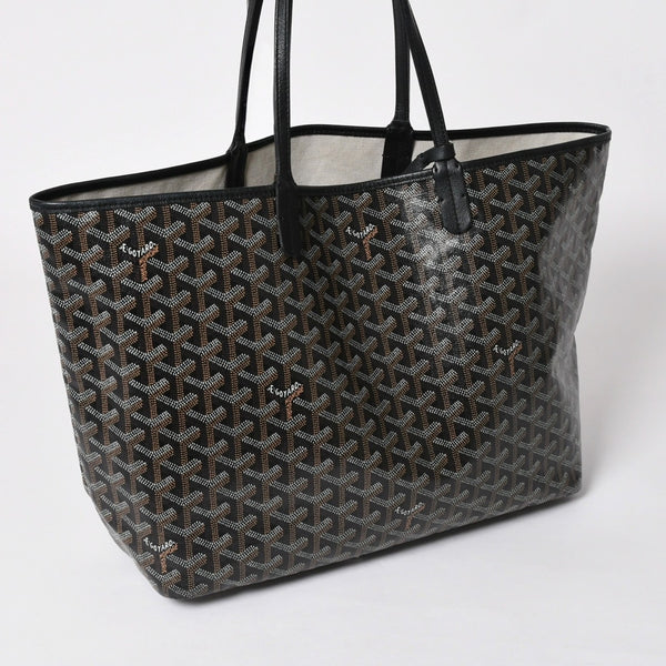 極美品 GOYARD ゴヤール サンルイPM ゴヤールディンキャンバス カーフ ブラック シルバー金具 フランス製 中古 4a002742