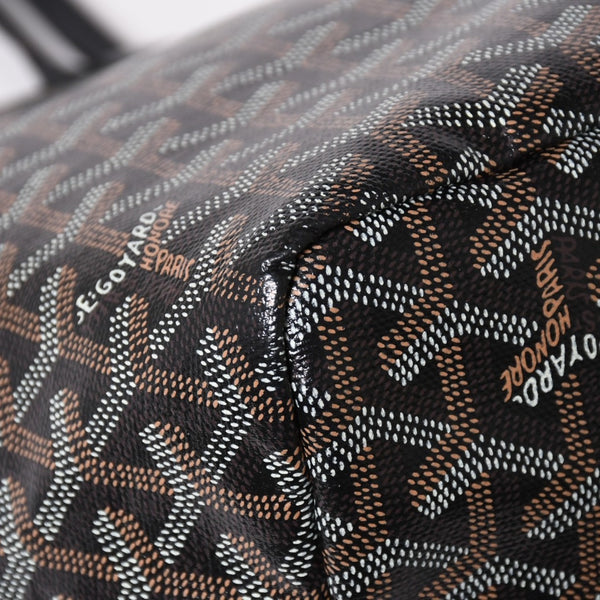 極美品 GOYARD ゴヤール サンルイPM ゴヤールディンキャンバス カーフ ブラック シルバー金具 フランス製 中古 4a002742