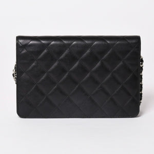 CHANEL シャネル カンボンライン チェーンウォレット ショルダーバッグ A46646 ブラック シルバー金具 美品 中古 4a002772
