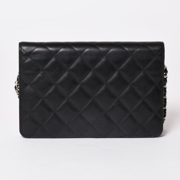 CHANEL シャネル カンボンライン チェーンウォレット ショルダーバッグ A46646 ブラック シルバー金具 美品 中古 4a002772