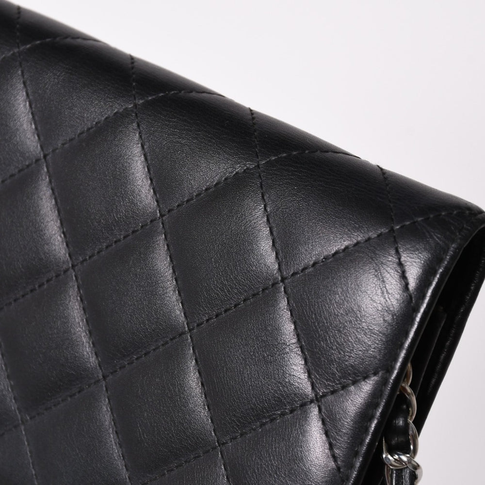 CHANEL シャネル カンボンライン チェーンウォレット ショルダーバッグ A46646 ブラック シルバー金具 美品 中古 4a002772