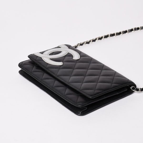 CHANEL シャネル カンボンライン チェーンウォレット ショルダーバッグ A46646 ブラック シルバー金具 美品 中古 4a002772