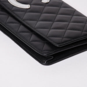 CHANEL シャネル カンボンライン チェーンウォレット ショルダーバッグ A46646 ブラック シルバー金具 美品 中古 4a002772