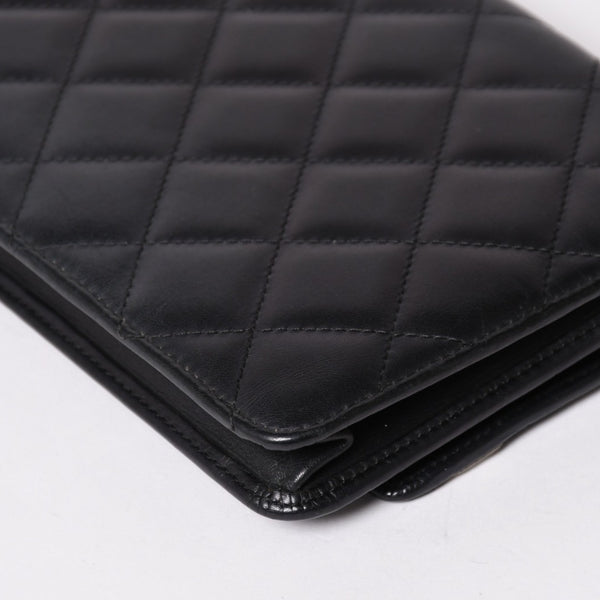 CHANEL シャネル カンボンライン チェーンウォレット ショルダーバッグ A46646 ブラック シルバー金具 美品 中古 4a002772