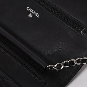CHANEL シャネル カンボンライン チェーンウォレット ショルダーバッグ A46646 ブラック シルバー金具 美品 中古 4a002772