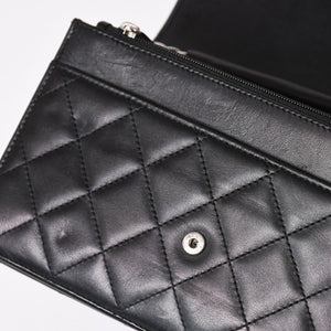 CHANEL シャネル カンボンライン チェーンウォレット ショルダーバッグ A46646 ブラック シルバー金具 美品 中古 4a002772