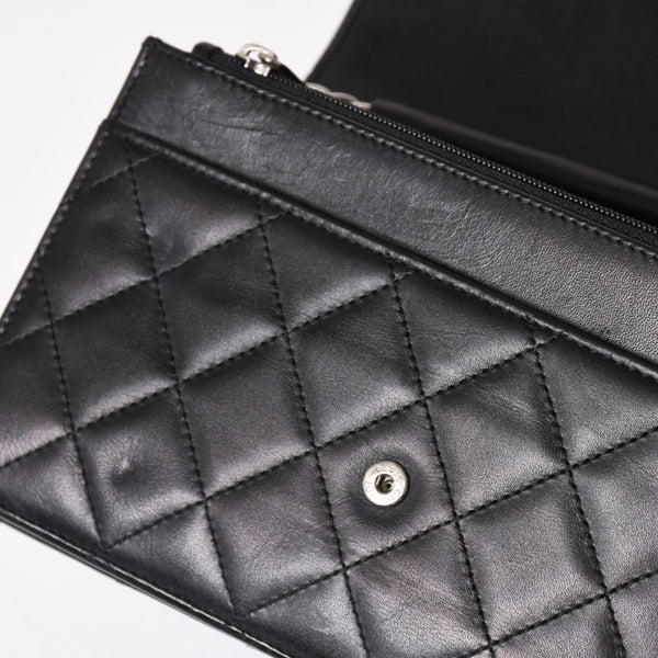 CHANEL シャネル カンボンライン チェーンウォレット ショルダーバッグ A46646 ブラック シルバー金具 美品 中古 4a002772