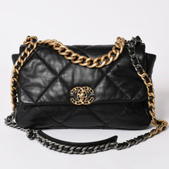 極美品 CHANEL シャネル CHANEL19 LARGE シャネル19 ラージ チェーンショルダーバッグ AS1161 28番台 ラムスキン ブラック 中古 4a002467