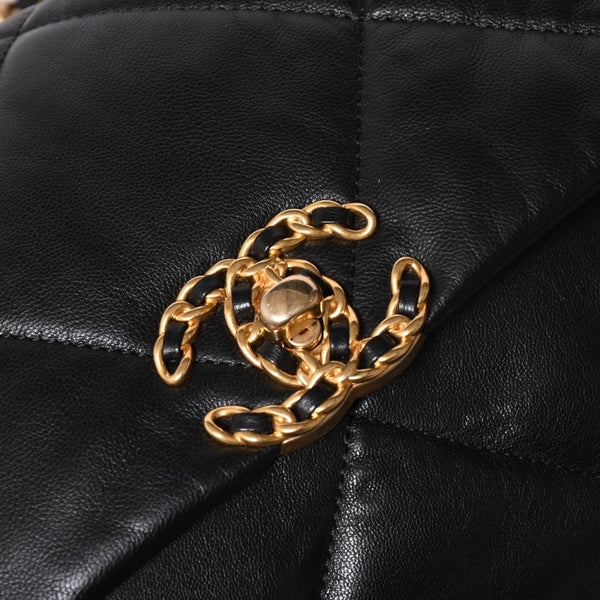 極美品 CHANEL シャネル CHANEL19 LARGE シャネル19 ラージ チェーンショルダーバッグ AS1161 28番台 ラムスキン ブラック 中古 4a002467
